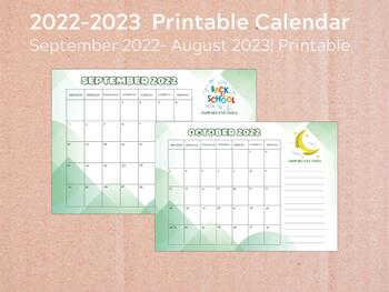 Preview of Printable Calendars 2022/2023, 12 Month School Calendar, US letter PDF file