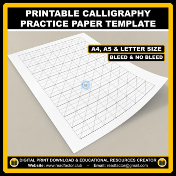Printable Calligraphy Practice Paper Template - A4, A5 & Letter Size