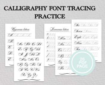Preview of Printable Calligraphy Worksheets, Modern Font, Impove Handwriting, Traceable