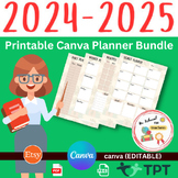 Printable Canva Planner Bundle - "2024 teacher Planner" "e