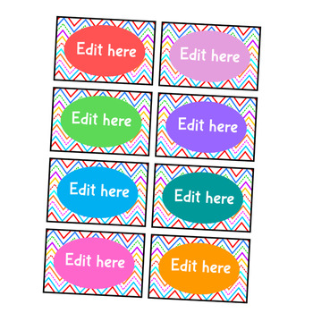 Printable Chevron Name Tags, Editable Colorful Chevron Labels, Labels