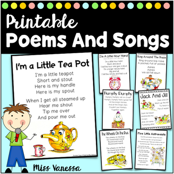 Preview of Printable Poems And Song Lyrics Pack