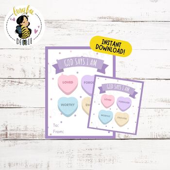 Preview of Printable Christian Valentines Day Cards | Conversation Hearts from God