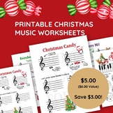 Printable Christmas Beginner Music Worksheets for elementa