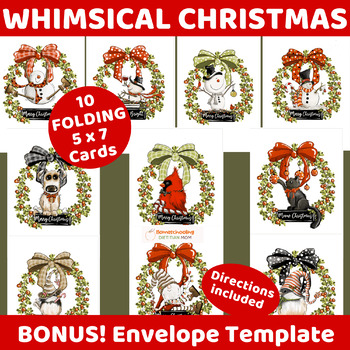 Preview of Printable Christmas Cards and Envelope Template