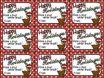 Preview of Printable Christmas Gift Tag (Happy Holidays)