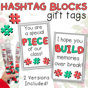 Preview of Printable Christmas Gift Tags - Target Hashtag Blocks - Plus Plus Blocks