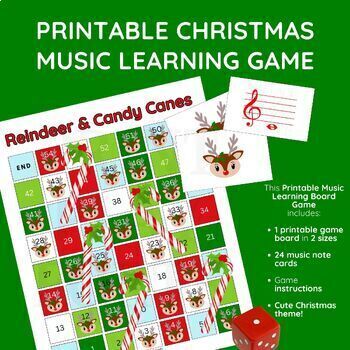 Preview of Printable Christmas Music Learning Game, Music Theory, Elementary Music, Piano