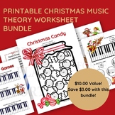 Printable Christmas Music Theory Worksheet Bundle, Piano M