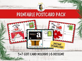 Preview of Printable Christmas Postcard Packs | Holiday Gift Card Holders | Christmas Gifts