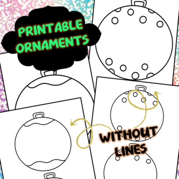 Preview of Printable Christmas Tree and Ornaments with Lines and Without Lines