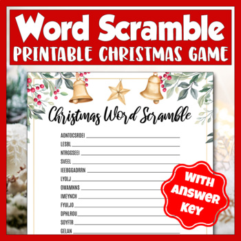 Printable Christmas Word Scramble Game, Holiday Party Game No Prep