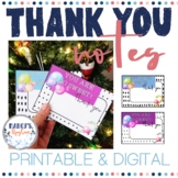 Printable Christmas thank you cards - Digital winter thank
