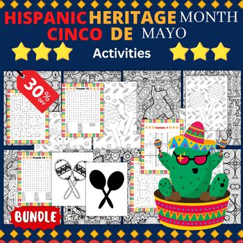 Preview of Cinco De Mayo & National Hispanic Heritage Month Activities And Games BUNDLE