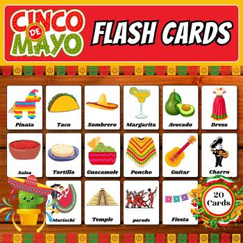 Preview of Cinco De Mayo Vocabulary Flashcards: Engaging Sight Words for Young Learners!