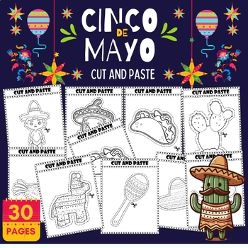 Preview of Printable Cinco de Mayo Fiesta Cut And Paste - Morning Work - Fun May Activities