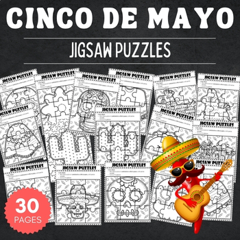 Preview of Printable Cinco de mayo Jigsaw Coloring puzzles - Fun May Games & Activities