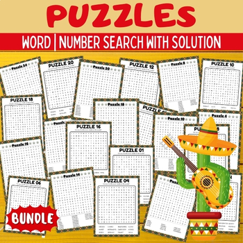Preview of Printable Cinco de mayo Word search | Number search Puzzles With Solution