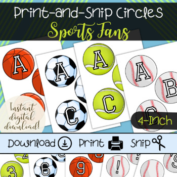 Preview of Sports Letter Sets for Bulletin Boards | Sports Ball Circles | Sports Theme