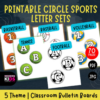 Preview of Printable Circle Sports Letter Sets for Classroom Bulletin Boards