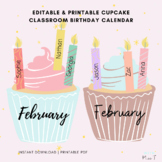 Printable Classroom Cupcake Birthday Calendar