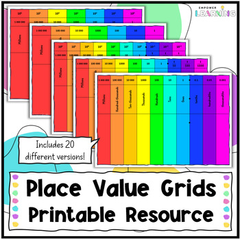 Preview of Printable Classroom Manipulatives, Place Value Grid Resources