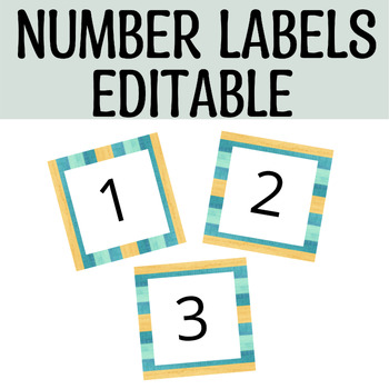 Preview of Printable Classroom Number Labels, Bright Square Number Cards, Number Tags