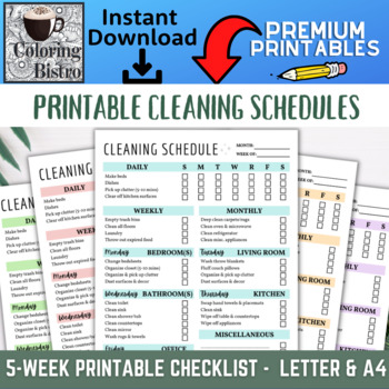 Preview of Printable Cleaning Schedule, Cleaning Checklist, Cleaning Planner, Weekly Track