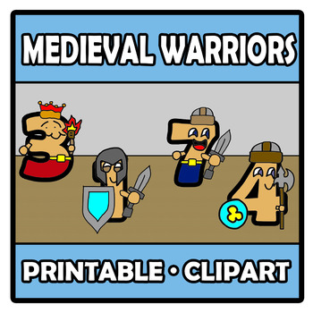 Preview of Printable Clipart - Medieval warriors with numbers - Guerreros medievales