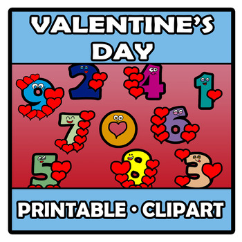 Preview of Printable Clipart - Valentine's Day Numbers - San Valentín con números