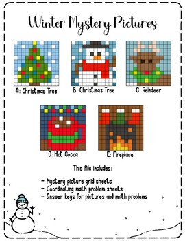 Preview of Printable Color-by-Code Winter Mystery Pictures for Multiplication Practice