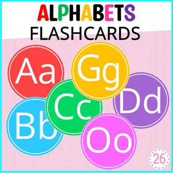 Preview of Printable Colorful Alphabets Flash cards, Round Word Wall Alphabet Letters