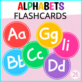 Preview of Printable Colorful Alphabets Flash cards, Round Word Wall Alphabet Letters