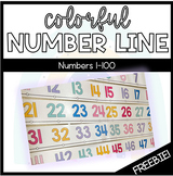 Printable Colorful Number Line 1-100 - Freebie