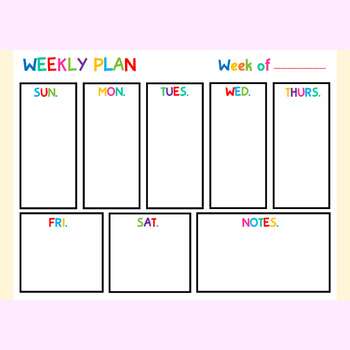 Printable Colorful Weekly Planner Templates for Teachers, Schedule Tracker