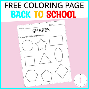 Preview of Printable Coloring Page, Shapes Coloring Page, Back to School Coloring Page