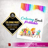 Printable Coloring Pages, 10 pages Hand drawn kid's themed
