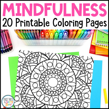 Preview of Printable Coloring Pages For Kids & Teens - Mindfulness Calming Mandalas Sheets