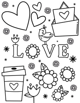 Preview of Printable Colouring Page for Valentine's Day Spanish, English, German