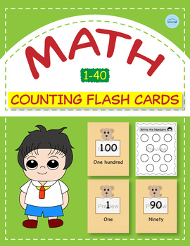 Preview of Printable Counting Cards for Kids, Counting 1-100, Flash Cards, Cute Dog
