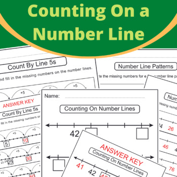 Preview of Printable Counting on a Number Line, Number Patterns, With Answer Key