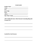 Printable Creative Writing Book Review Worksheet PDF File