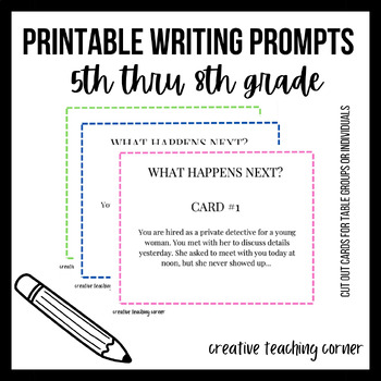 Printable Creative Writing Prompt Cards (Fifth Thru Eighth Grade)