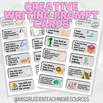 Preview of Printable Creative Writing Prompt Cards | Miss Rusden | FREE RESOURCE!