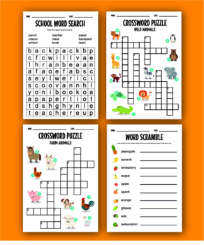 crosswords for kids teaching resources teachers pay teachers