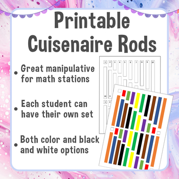 Preview of Printable Cuisenaire Rods | Math Manipulatives | Math Stations | Games |