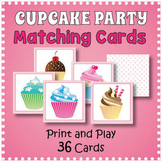 Printable Cupcake Themed Party Matching Memory Game Cards