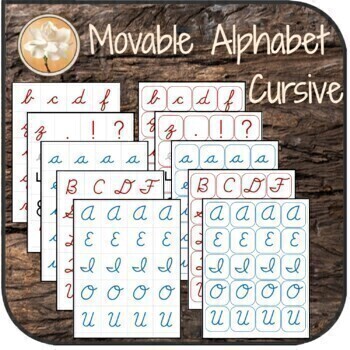 Preview of Printable Cursive Movable Alphabet Lower Case and Capital Letters - Montessori