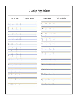 Preview of Printable Cursive Worksheets–9 Pages (Letters and Words) | For Middle School Kid