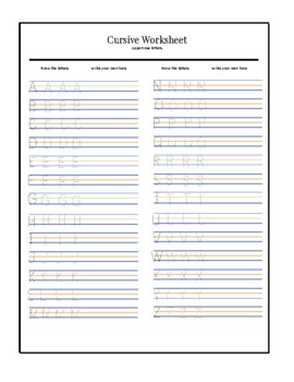 cursive a worksheets printable
